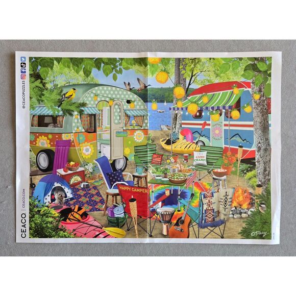 Ceaco Gone Camping 500 pc Tracy Flickinger 2024 Complete Pets Lake Birds - Picture 5 of 5